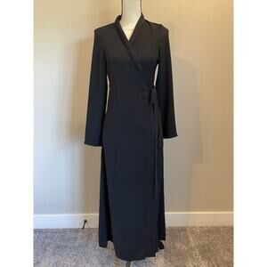SHUKR Women’s Long Maxi Length Black Double Tie Robe Size Small Made In Jordan